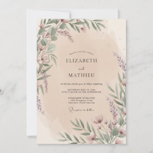 Mauve Blush Botanical Flourish Wedding Invitation