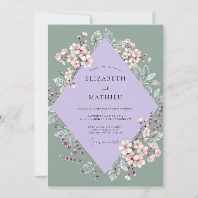 Mauve Blush Leaf Wedding Invitation (Front)