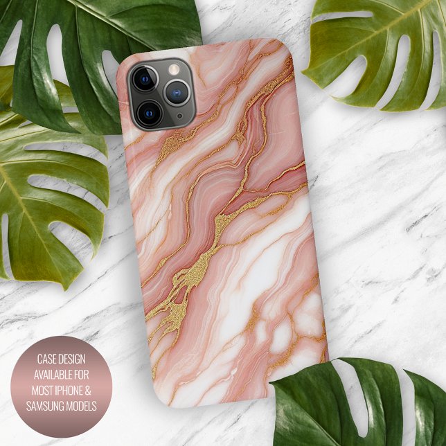 Mauve Blush Pink Red Gold Marble Pattern iPhone Case (Creator Uploaded)