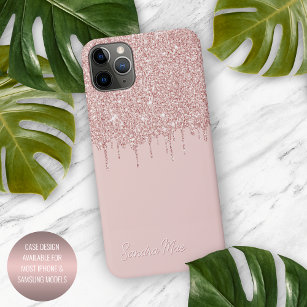 Mauve Blush Pink Rose Gold Glitter Art Pattern iPhone 12 Case