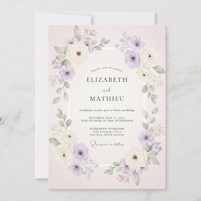 Mauve Blush Watercolor Wedding Invitation (Front)