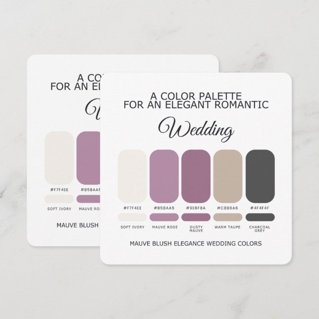 Mauve Blush Wedding Color Palette Card (Front/Back)