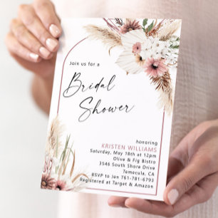 Mauve Boho Floral Bridal Shower Invitation