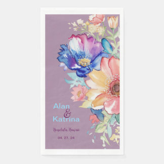 Mauve Bold Wildflower Floral Napkin