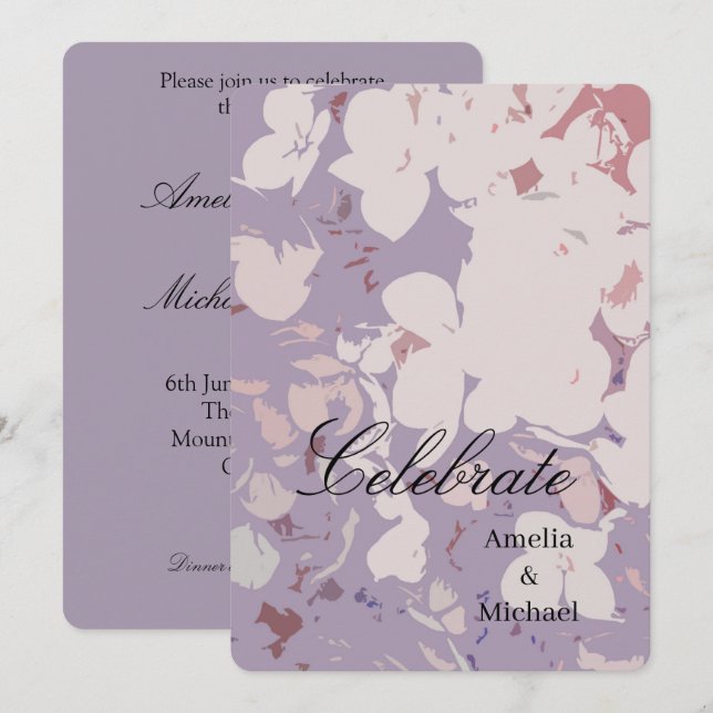 Mauve botanical Wedding Invitation (Front/Back)