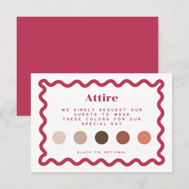 Mauve, Brunt Orane & Bronze Rose Dress Code Card (Front/Back)