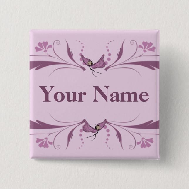 Mauve Button with Butterfairies (Front)
