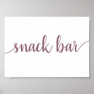 Mauve Calligraphy   Dusty Pink Rose Snack Bar Sign