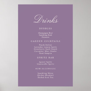 Mauve Calligraphy Wedding Drinks Menu Sign