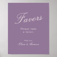 Mauve Calligraphy Wedding Favour Sign