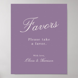 Mauve Calligraphy Wedding Favour Sign