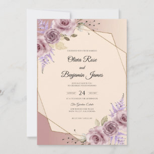Mauve Champagne Blossom Wedding Invitation