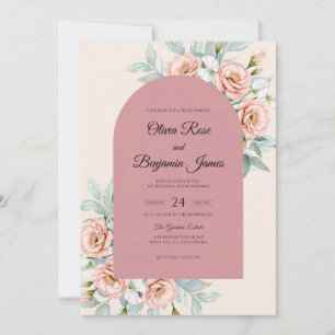 Mauve Champagne Rose Wedding Invitation