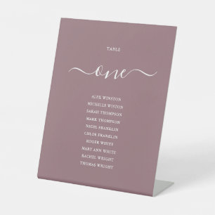 Mauve Chic Script Table Number Seating Chart Pedestal Sign