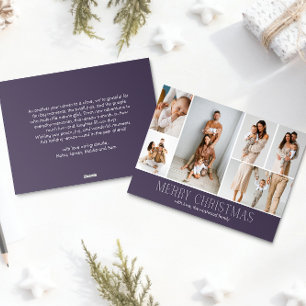 MAUVE Christmas Elegant 6 Collage Photo message Holiday Card