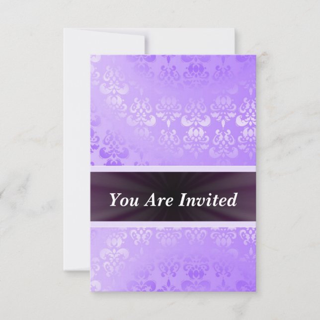Mauve damask any occasion invitation (Front)