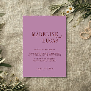Mauve & Deep Burgundy Minimalist Clean Wedding Invitation