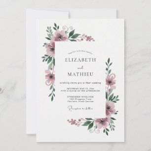 Mauve Delicate Fine Art Wedding Invitation