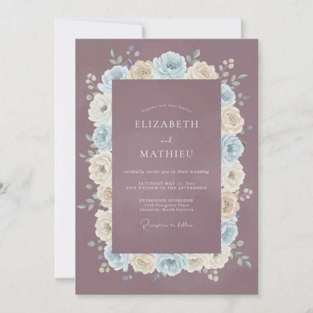 Mauve Delicate Winter Wedding Invitation (Front)