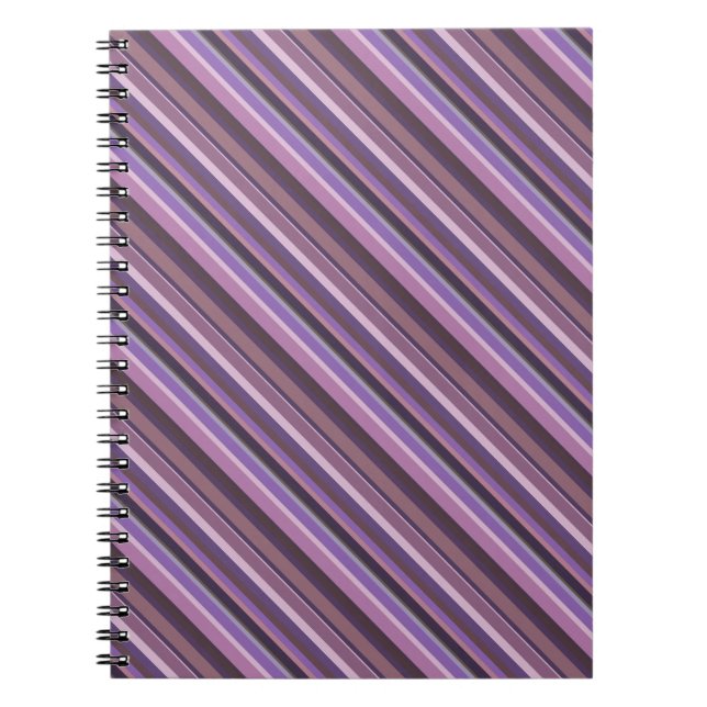 Mauve diagonal stripes spiral notebook (Front)