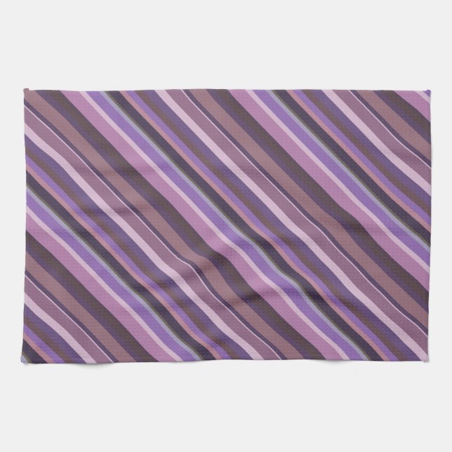 Mauve diagonal stripes tea towel (Horizontal)