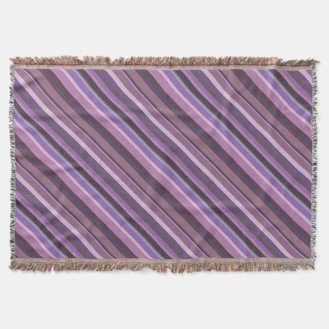 Mauve diagonal stripes throw blanket (Front)