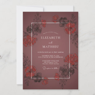 Mauve Dramatic Autumnal Wedding Invitation