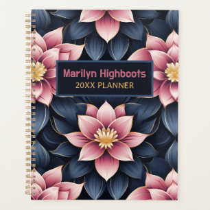 Mauve & Dusty Blue Lotus Flowers Planner