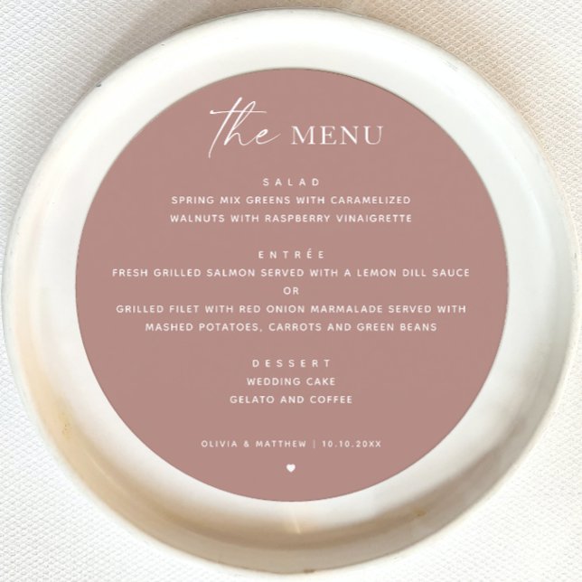Mauve Dusty Rose Fall Wedding | Minimalist Round Menu (Creator Uploaded)