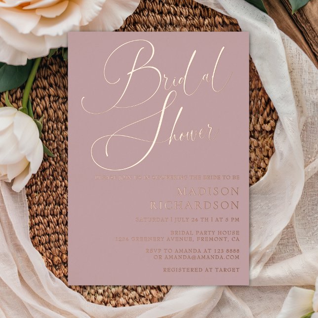 Mauve Dusty Rose Gold Elegant  Bridal Shower  (Creator Uploaded)