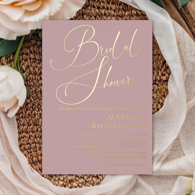Mauve Dusty Rose Gold Minimalist Bridal Shower  (Creator Uploaded)