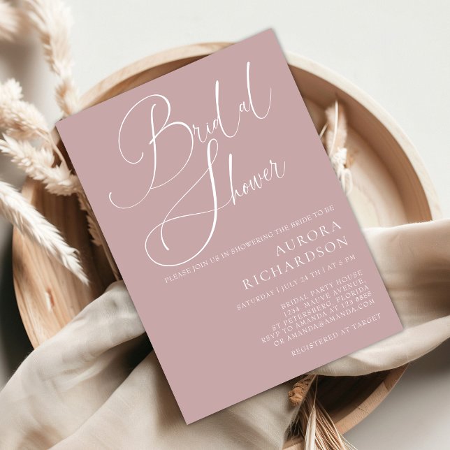 Mauve Dusty Rose Minimalist Elegant Bridal Shower Invitation (Creator Uploaded)