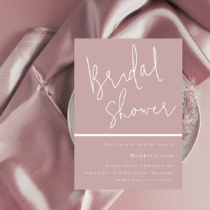 Mauve Dusty Rose Pink Modern Bridal Shower  Invitation
