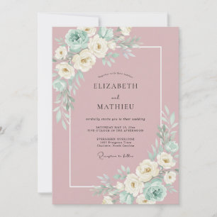 Mauve Elegant Botanical Floral Wedding Invitation