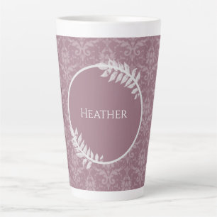 Mauve Elegant Damask Personalised Latte Mug
