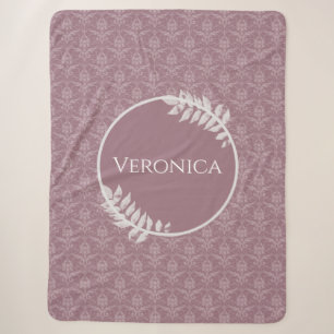 Mauve Elegant Damask Personalised Sherpa Blanket