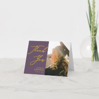 Mauve Elegant Gold Script Simple Photo Graduation
