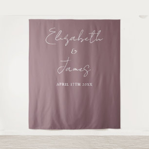Mauve Elegant Minimalist Wedding Photo Backdrop Tapestry
