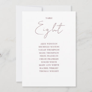Mauve Elegant Modern Seating Chart Table Number