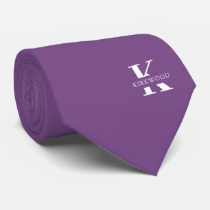 Mauve   Elegant Monogram+Name   one-Sided Tie