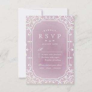 Mauve elegant romantic vintage wedding RSVP