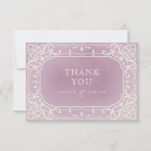 Mauve elegant romantic vintage wedding thank you