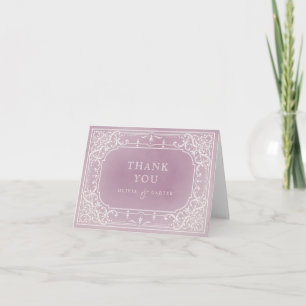 Mauve elegant romantic vintage wedding thank you card