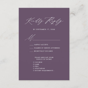 Mauve Elegant Script Minimalist Wedding RSVP Enclosure Card