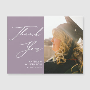 Mauve Elegant Script Simple Graduation Thank You