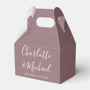 Mauve Elegant Signature Script Wedding Favour Box