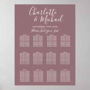 Mauve Elegant Signature Wedding Seating Chart