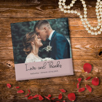 Mauve Elegant Wedding Love and Thanks Photo