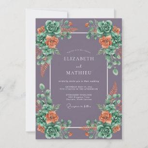 Mauve Ethereal Floral Flourish Wedding Invitation