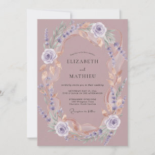 Mauve Ethereal Floral Romance Wedding Invitation